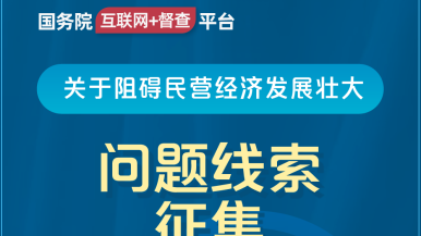 想看骚逼国务院“互联网+督查”平台公开征集阻碍民营经济发展壮大问题线索